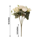 2 Pack Artificial Rose & Peony Floral Arrangements â€“ 12" Ivory Silk Bouquets for Weddings & Home DÃ©cor