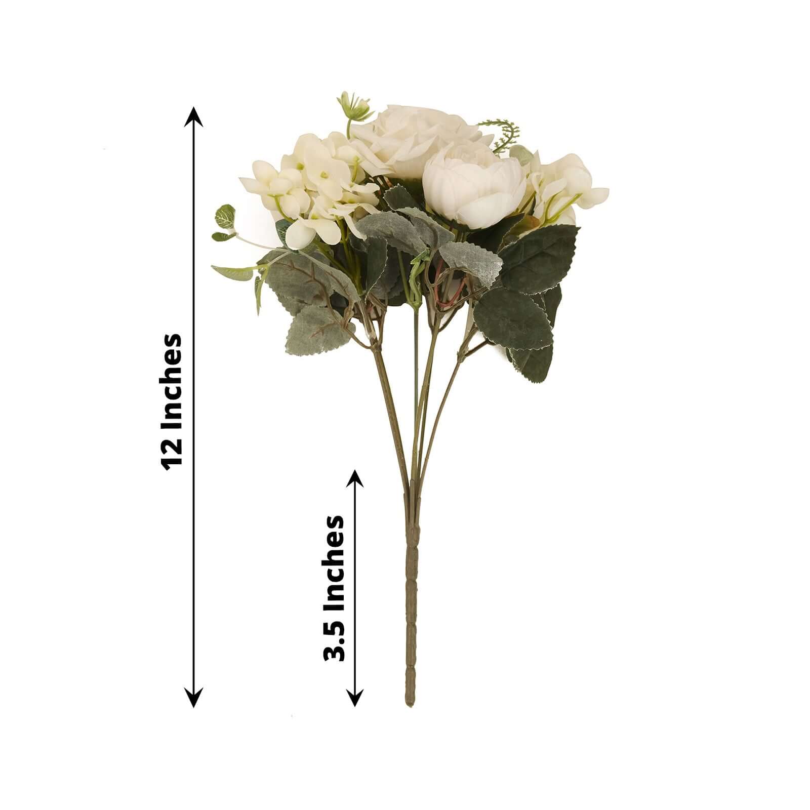 2 Pack Artificial Rose & Peony Floral Arrangements â€“ 12" Ivory Silk Bouquets for Weddings & Home DÃ©cor