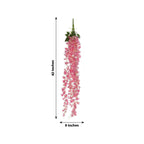 42" Silk Hanging Wisteria Flower Garland Vines in Pink, Elaborated 5 Full Strands in 1 Bush