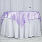 Satin 60"x60" Table Overlay Square Tablecloth Lavender Lilac - Smooth Silky Touch Table Cover