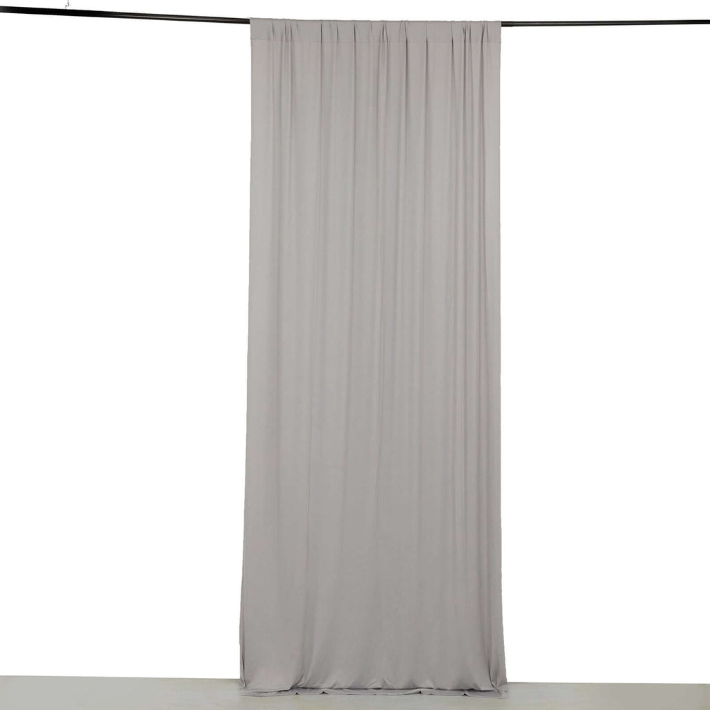 Silver 4 - Way Stretch Spandex Event Curtain Drapes, Wrinkle Free Backdrop Event Panel with Rod Pockets - 5ftx10ft - Bell Racket Store