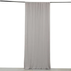 Silver 4 - Way Stretch Spandex Event Curtain Drapes, Wrinkle Free Backdrop Event Panel with Rod Pockets - 5ftx10ft - Bell Racket Store