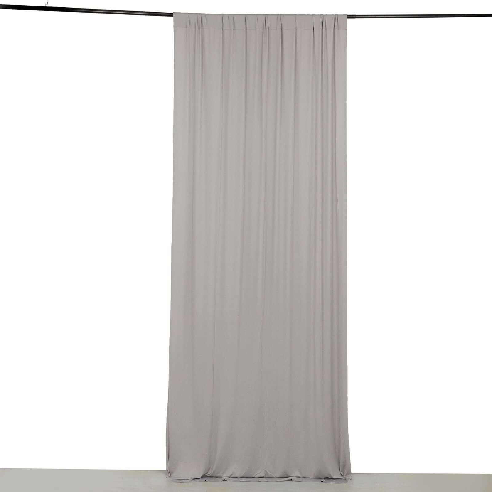 Silver 4 - Way Stretch Spandex Event Curtain Drapes, Wrinkle Free Backdrop Event Panel with Rod Pockets - 5ftx10ft - Bell Racket Store