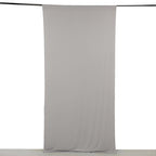 Silver 4 - Way Stretch Spandex Event Curtain Drapes, Wrinkle Free Backdrop Event Panel with Rod Pockets - 5ftx10ft - Bell Racket Store