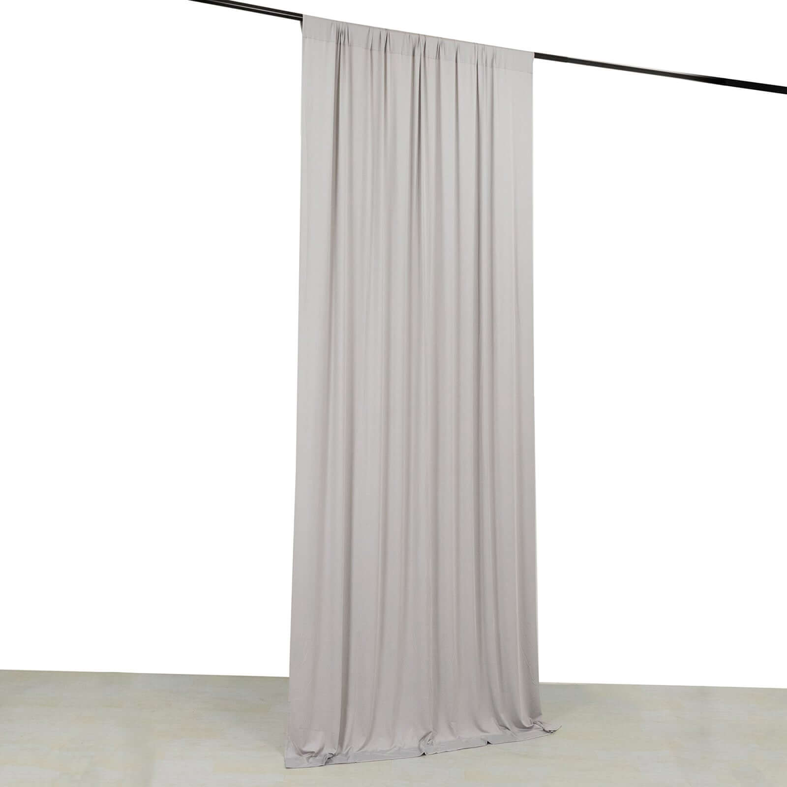 Silver 4 - Way Stretch Spandex Event Curtain Drapes, Wrinkle Free Backdrop Event Panel with Rod Pockets - 5ftx10ft - Bell Racket Store