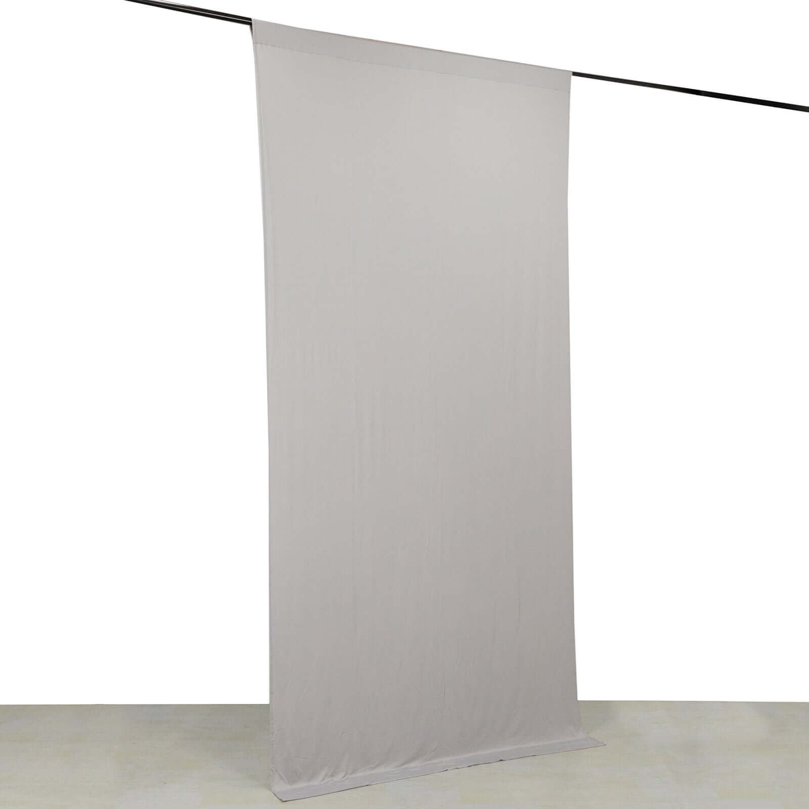 Silver 4 - Way Stretch Spandex Event Curtain Drapes, Wrinkle Free Backdrop Event Panel with Rod Pockets - 5ftx10ft - Bell Racket Store