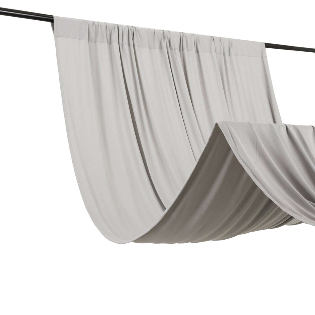 Silver 4 - Way Stretch Spandex Event Curtain Drapes, Wrinkle Free Backdrop Event Panel with Rod Pockets - 5ftx10ft - Bell Racket Store