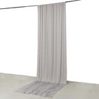 Silver 4 - Way Stretch Spandex Event Curtain Drapes, Wrinkle Free Backdrop Event Panel with Rod Pockets - 5ftx14ft - Bell Racket Store