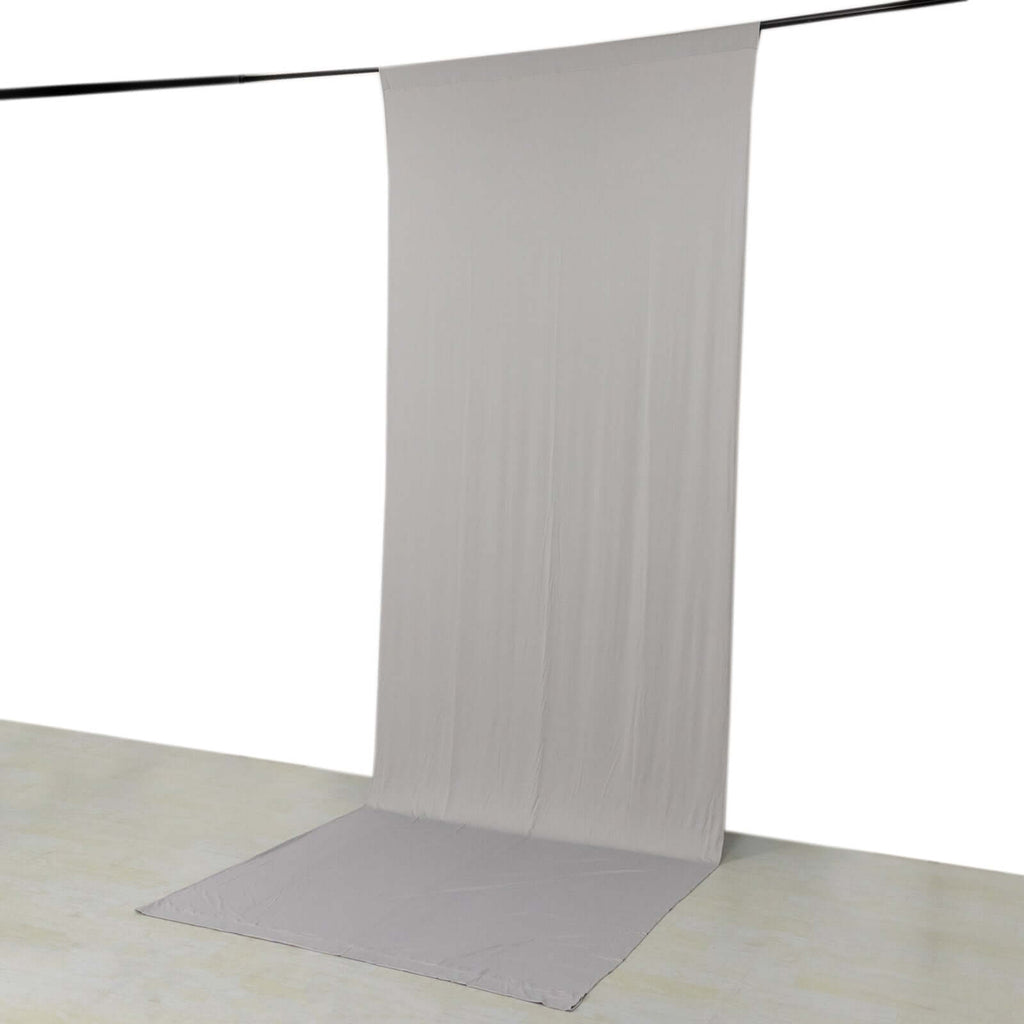 Silver 4 - Way Stretch Spandex Event Curtain Drapes, Wrinkle Free Backdrop Event Panel with Rod Pockets - 5ftx14ft - Bell Racket Store