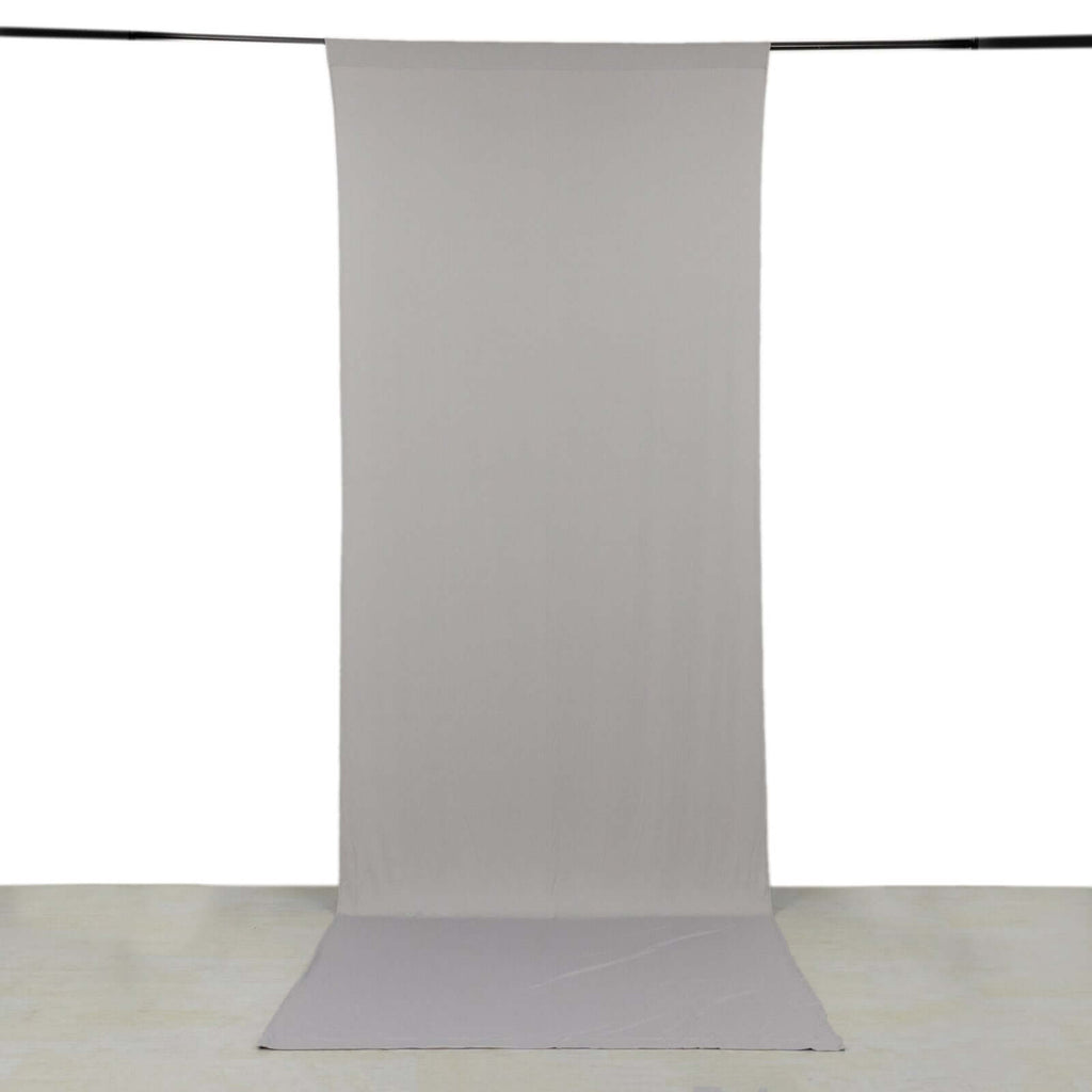 Silver 4 - Way Stretch Spandex Event Curtain Drapes, Wrinkle Free Backdrop Event Panel with Rod Pockets - 5ftx14ft - Bell Racket Store