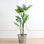 14" Silver Chrome Finished Rim Large Barrel Planter Pot, Indoor Outdoor Decorative Flower Pot