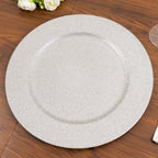 6-Pack Acrylic Plastic Round Charger Plates 13" in Silver with Dust Free Glitter Finish, Decorative Dinner Party Charger Tableware