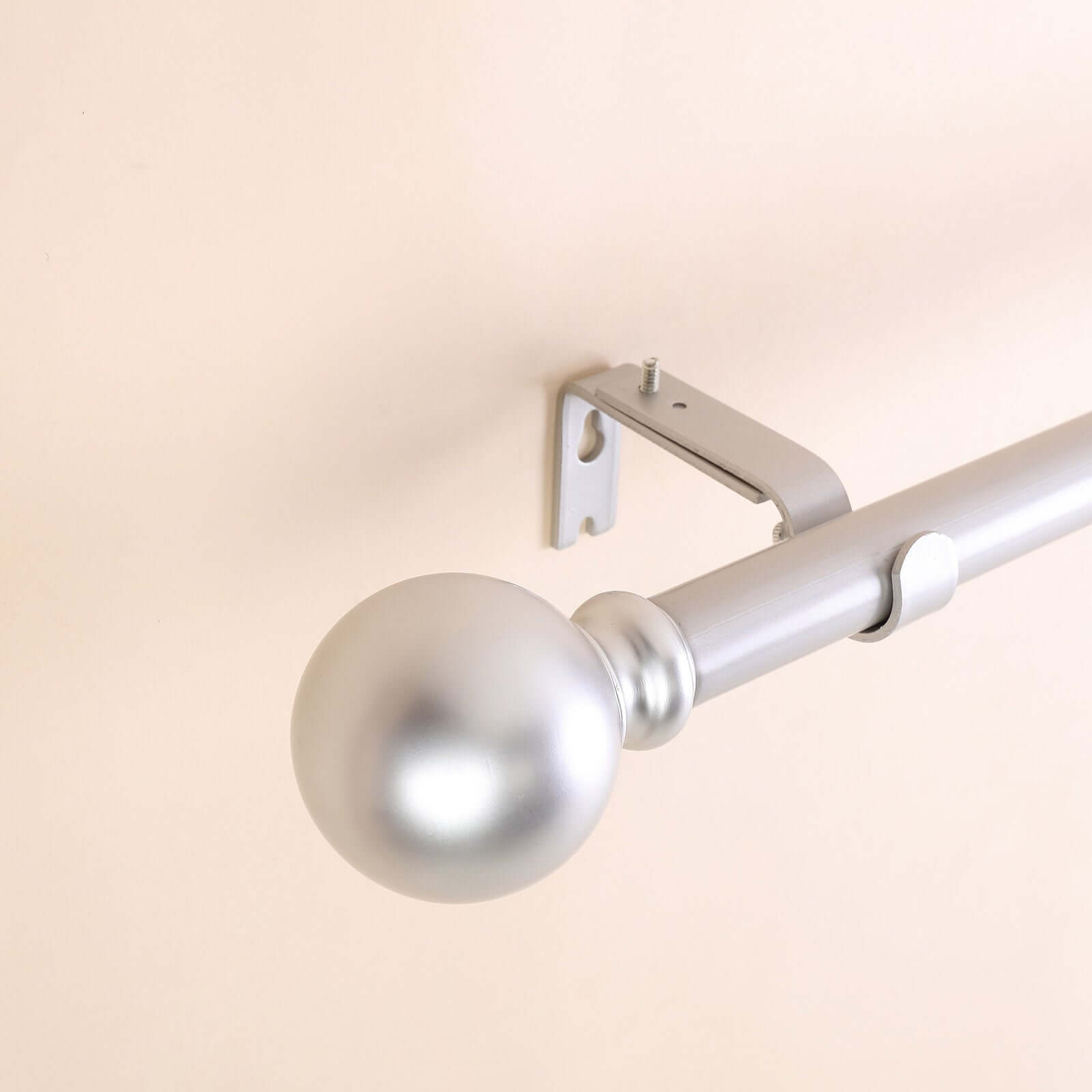 42"-126" Adjustable Curtain Rod Set, Silver, Round Finials