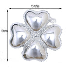 10 Pack 15" Shiny Silver Four Leaf Clover Shaped Mylar Foil Balloons