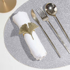 6-Pack Placemats Glitter Design Silver Sparkle Oval - Non-Slip Decorative Table Mats for Dining 12"x18"