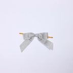 50 Pcs 4" Nylon Ribbon Bows With Twist Ties, Gift Basket Party Favor Bags Decor - Silver Glitter Design