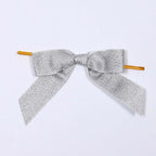 50 Pcs 4" Nylon Ribbon Bows With Twist Ties, Gift Basket Party Favor Bags Decor - Silver Glitter Design