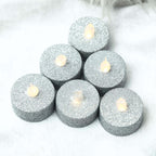 12-Pack LED Tealight Candles Glitter Silver Design - Flameless Battery Operated Tea Lights