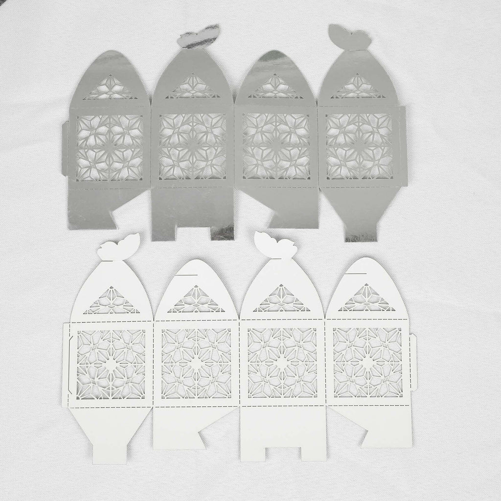 25 Pack Silver Butterfly Top Laser Cut Lace Favor Candy Gift Boxes