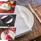 6-Pack Table Placemats Woven Fiber Design Silver Round - Disposable Mats for Dining and Events 15"