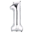 35inch Metallic Silver Mylar Foil Helium/Air Number and Letter Balloons