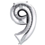 35inch Metallic Silver Mylar Foil Helium/Air Number and Letter Balloons