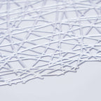 6-Pack Vinyl Placemats Silver Woven Design - Durable Non-Slip Round Table Mats for Dining 15"