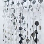 Silver Round Chain Foil Fringe Curtain Party Backdrop, Metallic Silver Tinsel Streamer Party Decor - Door Window Foil Curtain - 3ftx6.5ft - Bell Racket Store