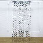 Silver Round Chain Foil Fringe Curtain Party Backdrop, Metallic Silver Tinsel Streamer Party Decor - Door Window Foil Curtain - 3ftx6.5ft - Bell Racket Store