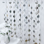 Silver Round Chain Foil Fringe Curtain Party Backdrop, Metallic Silver Tinsel Streamer Party Decor - Door Window Foil Curtain - 3ftx6.5ft - Bell Racket Store