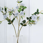 2 Stems 38" Tall Silver Artificial Silk Rose Flower Bouquet Bushes