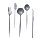 50 Pack Heavy Duty Plastic Utensil Set in Silver, Disposable Dinner and Dessert Cutlery Combo Set
