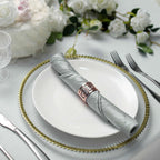 5 Pack Taffeta 20"x20" Napkins Silver - Accordion Crinkle Dinner Napkins