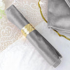 5 Pack Premium Velvet 20"x20" Napkins Silver - Soft Sheen Finish Cloth Napkins