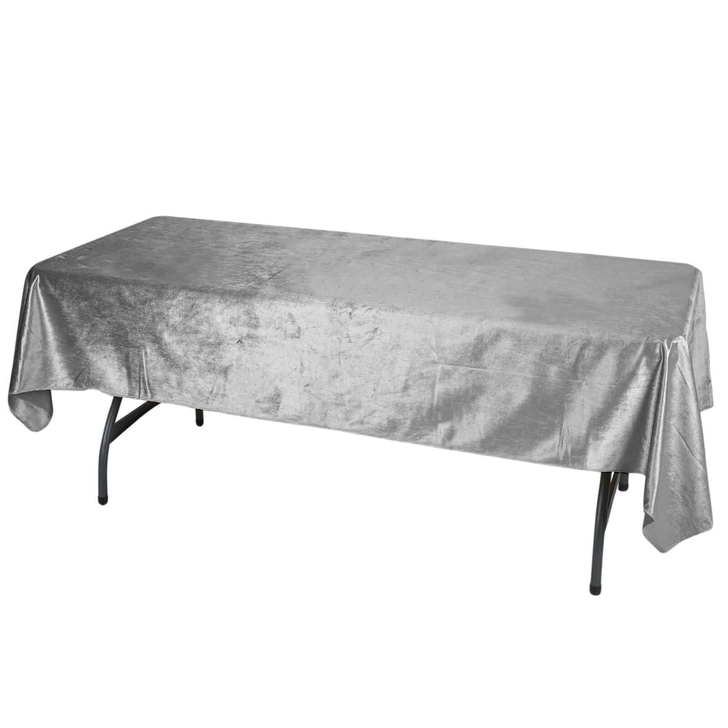 Premium Velvet 60"x102" Rectangle Tablecloth Silver - Reusable & Soft Table Cover
