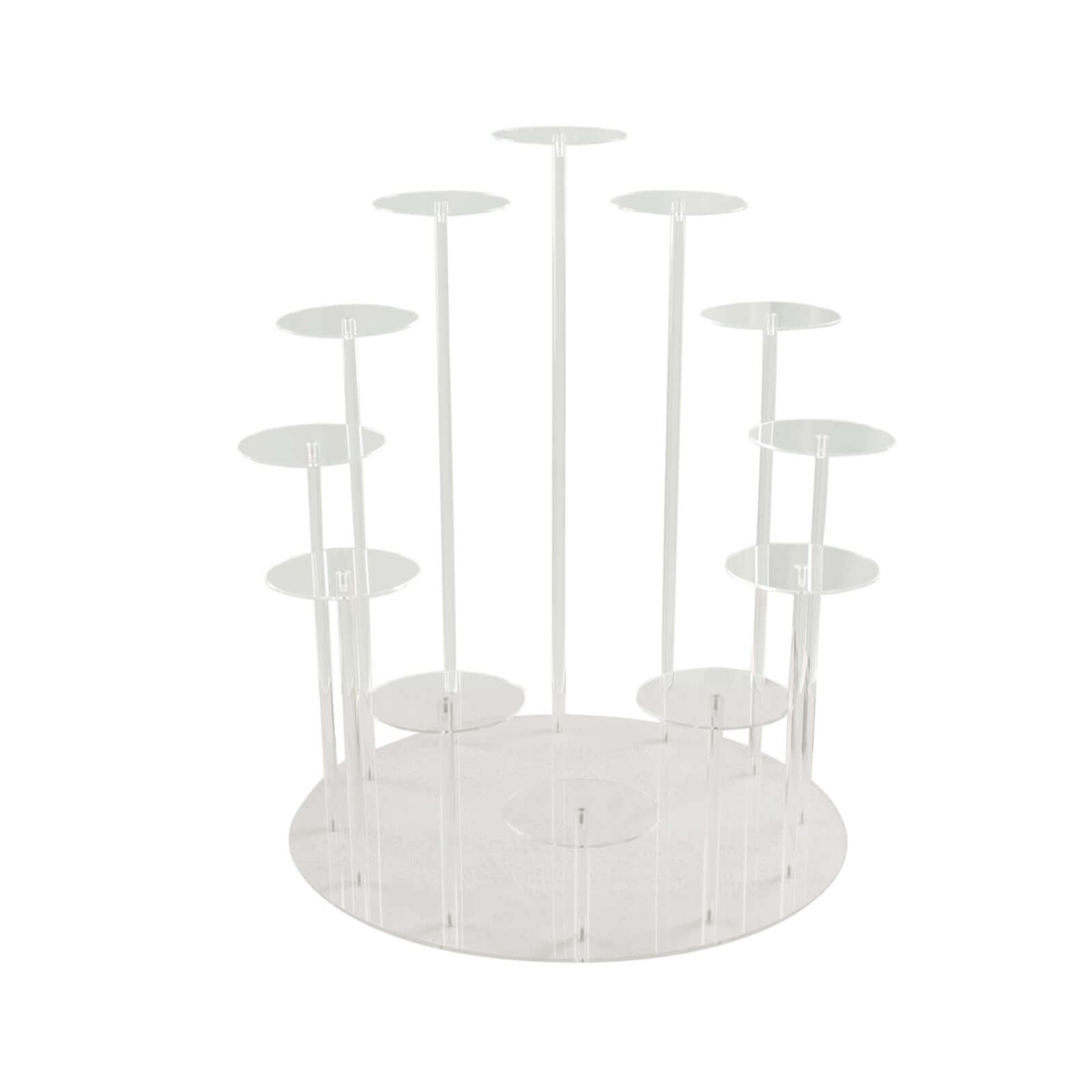 Acrylic Cake Stand with 12-Arm Tiered Cupcake Holders Clear - Easy Assembly Multi-layer Dessert Display Centerpiece Tower for Weddings Gala Events & Celebrations 29"