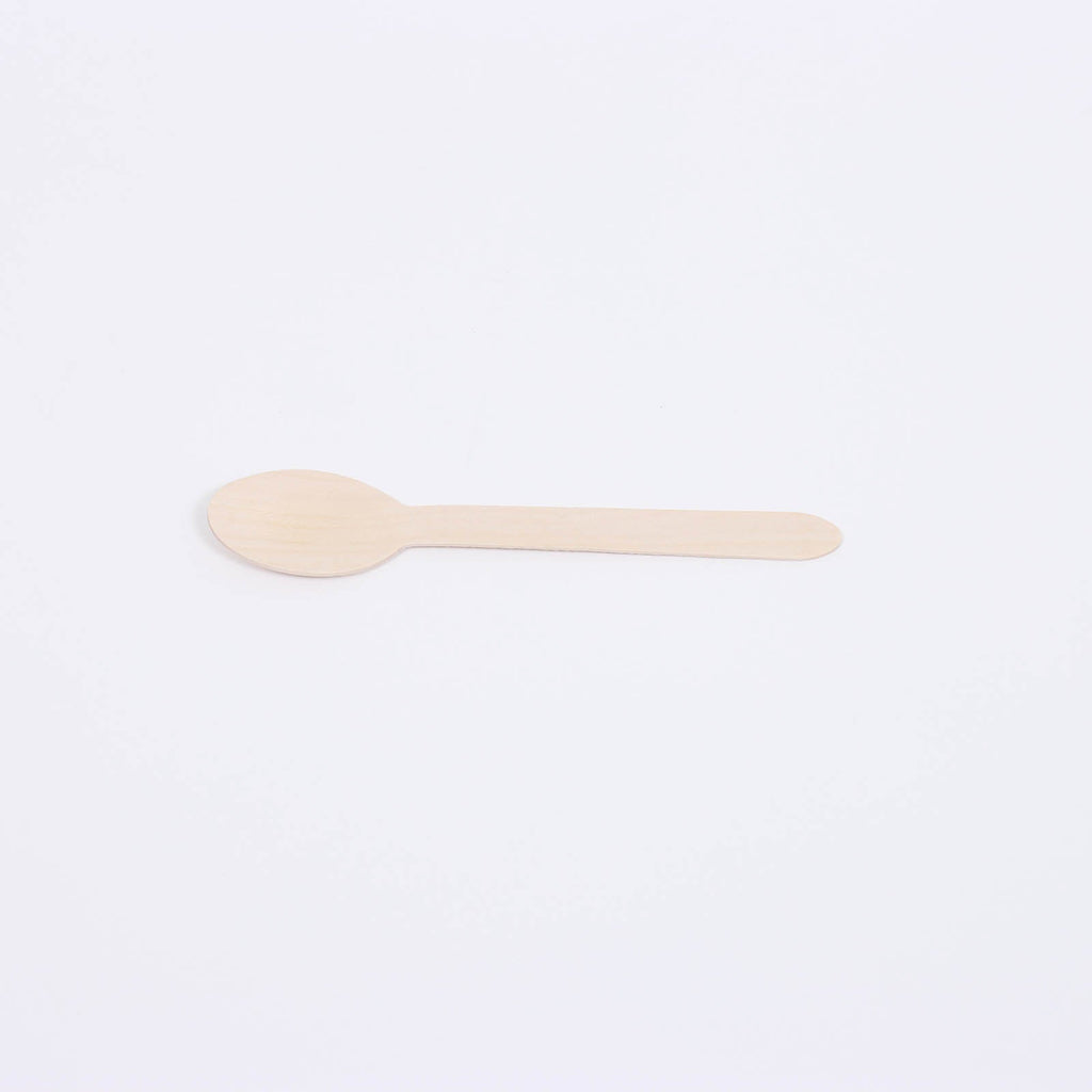 100-Pack Birchwood Spoons Natural - Eco Friendly Biodegradable Wooden Utensils for Rustic Themes & Outdoor Parties 6"