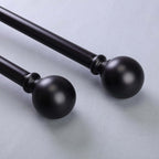 42"-126" Adjustable Curtain Rod Sets, Black, Round Finials