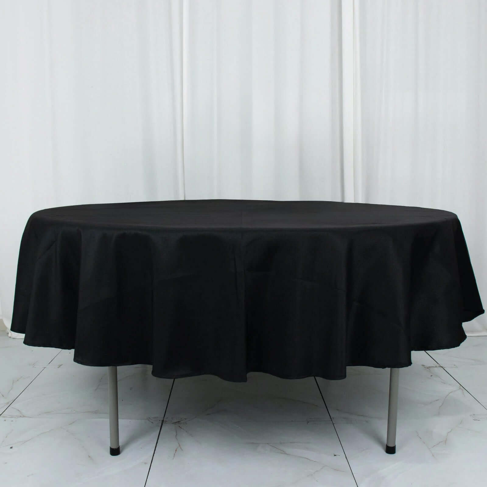 Premium Polyester 90" Round Tablecloth Black - Stain and Wrinkle-Resistant 220GSM Table Cover for Weddings & Event Decor