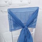 5 Pack Chiffon Chair Sashes Royal Blue - Soft & Lightweight Designer Chair Bows 22"x78"