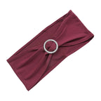 5 Pack Stretch Spandex Chair Sashes Burgundy - Reusable Chair Bands with Silver Diamond Ring Slide Buckle 5"x14"