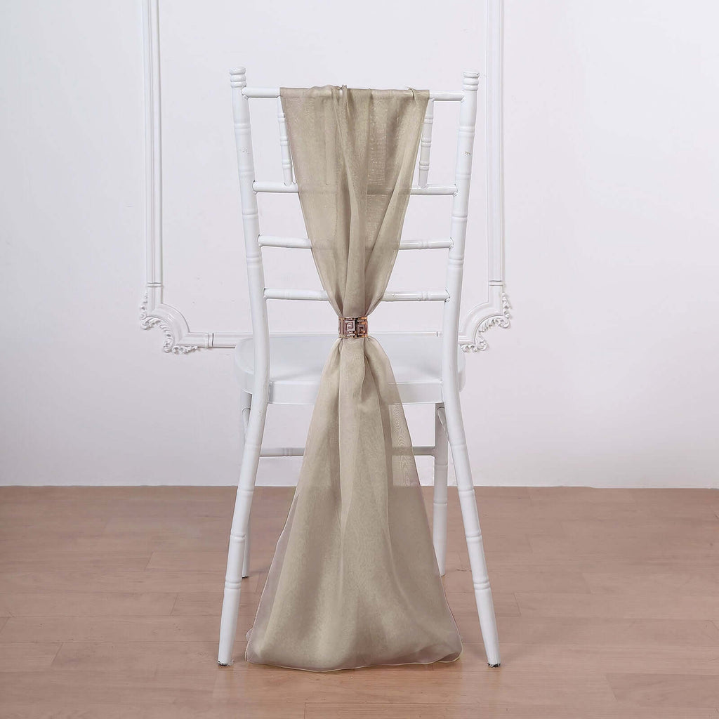 5 Pack Natural DIY Designer Chiffon Chair Sashes - 22"x78"