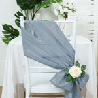 5 Pack Taffeta 6"x106" Chair Sashes Dusty Blue Accordion Crinkle Texture - Stylish Decor for Weddings & Gatherings