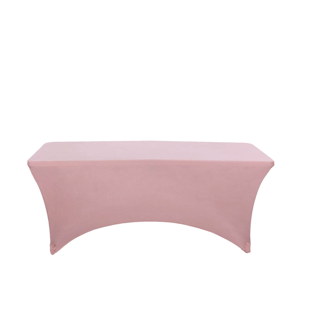 Stretch Spandex 6ft Rectangle Tablecloth Dusty Rose - Durable Form-Fitting Table Cover for Events & Presentations