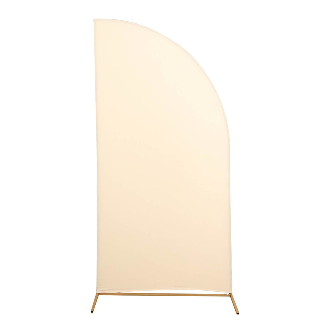 7ft Matte Beige Spandex Half Moon Chiara Backdrop Stand Cover, Custom Fitted Wedding Arch Cover