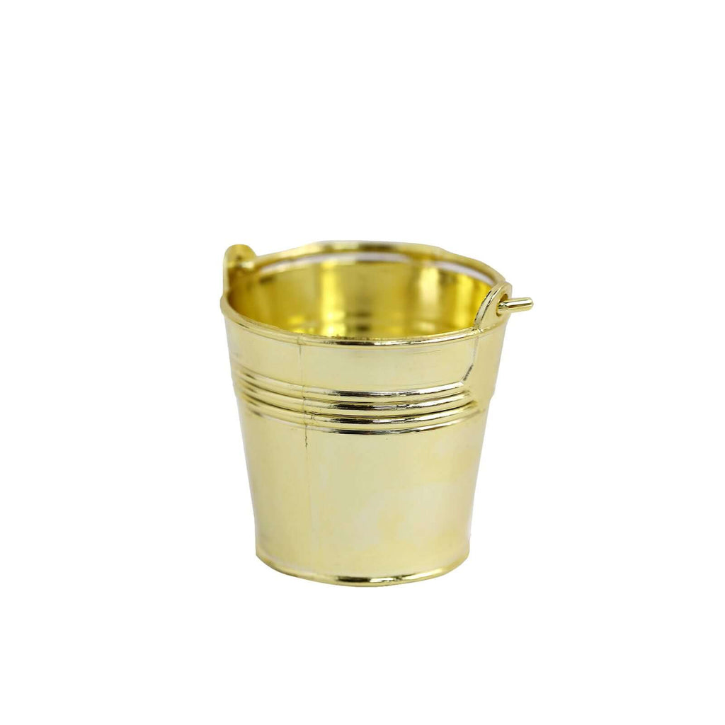 12 Pack 2" Gold Mini Planter Treat Party Favor Boxes, Small Pail Bucket Candy Container Gift Boxes