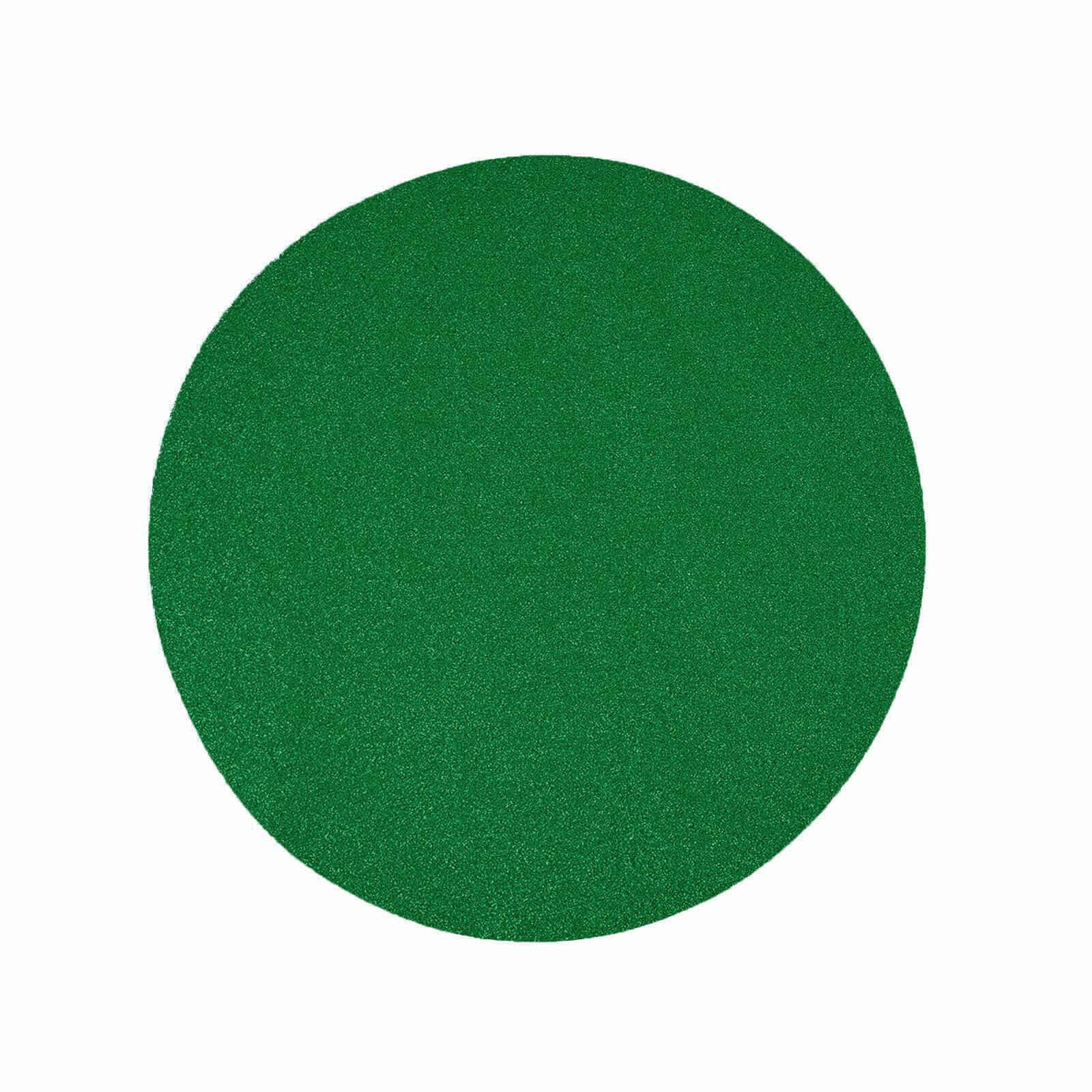 6-Pack Placemats Glitter Design Green Sparkle Round - Non-Slip Decorative Dining Table Mats 13"
