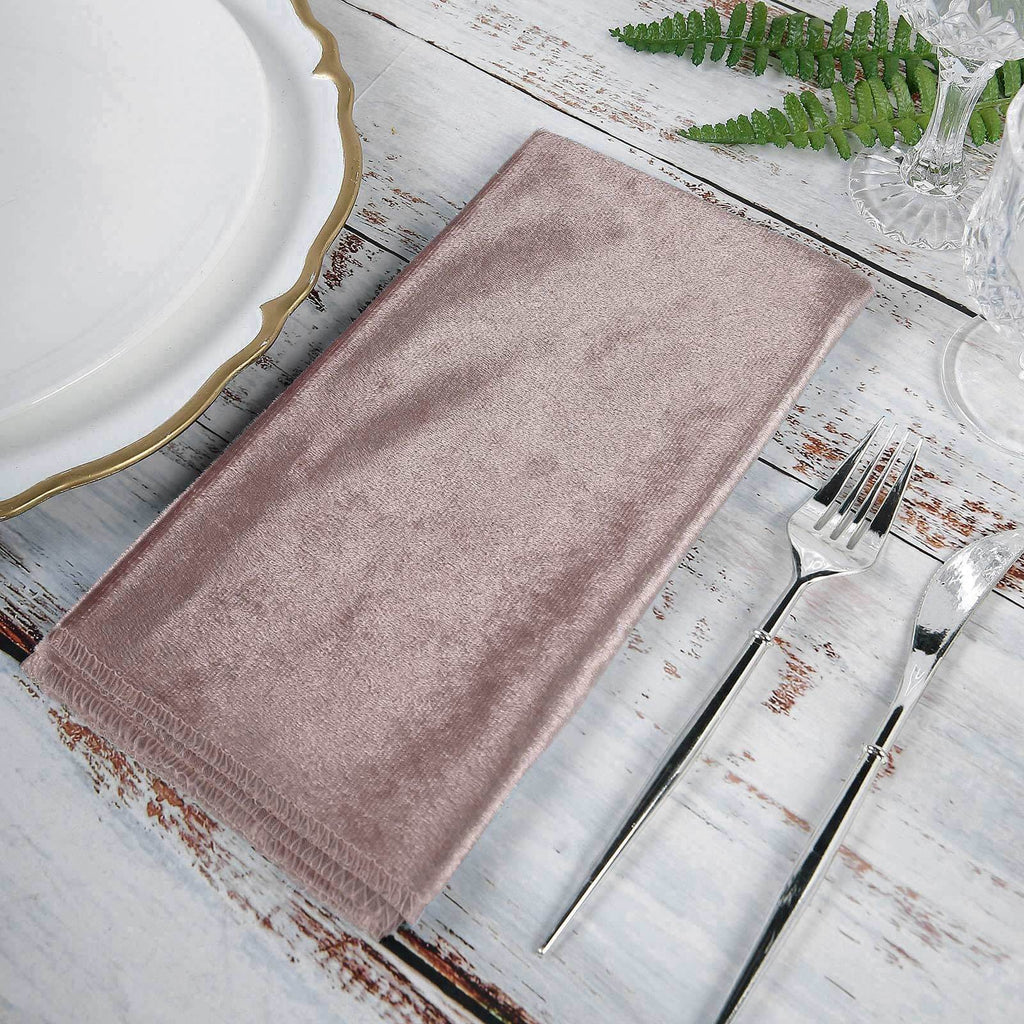 5 Pack Premium Velvet 20"x20" Napkins Mauve - Soft Sheen Finish Cloth Napkins