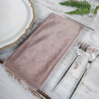 5 Pack Premium Velvet 20"x20" Napkins Mauve - Soft Sheen Finish Cloth Napkins