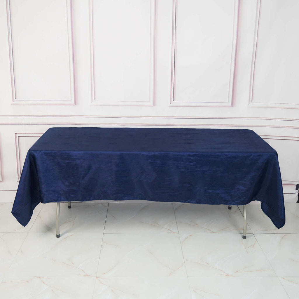 Taffeta 60"x102" Rectangle Tablecloth Navy Blue - Accordion Crinkle Table Cover